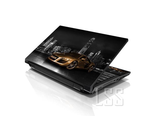 LSS 17 17.3 Inches Laptop Notebook Skin Sticker with 2 Wrist Pads - Reusable Cover Protector Vinyl Sticker Cover Decal Fits 17' - 19' - Gold Audi...