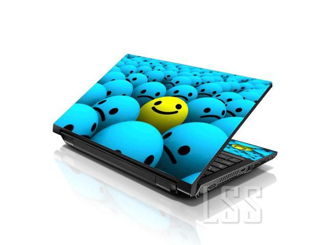 LSS 17 17.3 Inches Laptop Notebook Skin Sticker with 2 Wrist Pads - Reusable Cover Protector Vinyl Sticker Cover Decal Fits 17' - 19' - Happy Face...