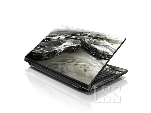 LSS 17 17.3 Inches Laptop Notebook Skin Sticker with 2 Wrist Pads - Reusable Cover Protector Vinyl Sticker Cover Decal Fits 17' - 19' - Racing Cars...