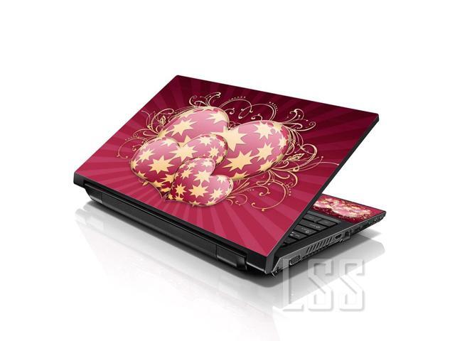 LSS 15 15.6 Inches Laptop Notebook Skin Sticker with 2 Wrist Pads - Reusable Cover Protector Vinyl Sticker Cover Decal Fits 13' - 16' - Star Hearts...