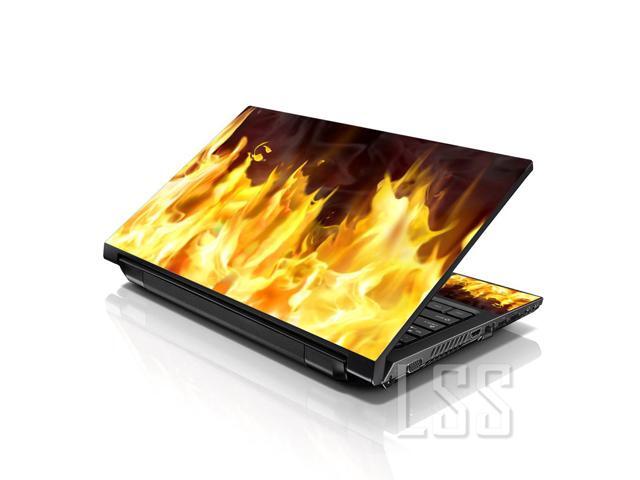 LSS 15 15.6 Inches Laptop Notebook Skin Sticker with 2 Wrist Pads - Reusable Cover Protector Vinyl Sticker Cover Decal Fits 13' - 16' - Flame Pattern