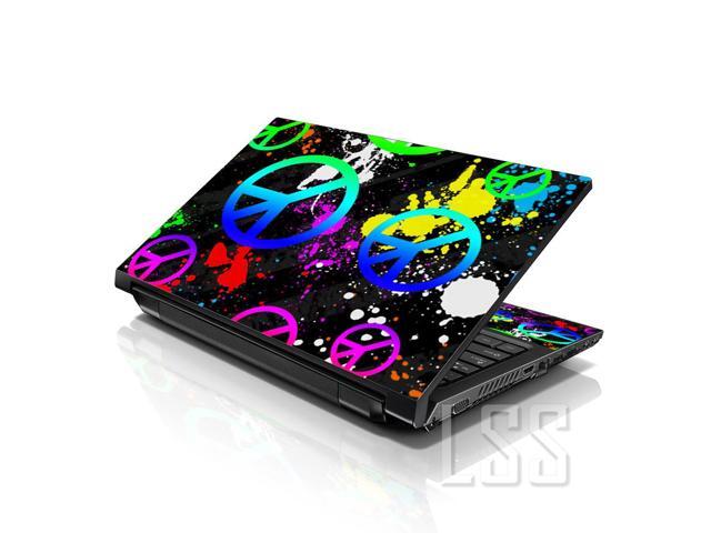 LSS 15 15.6 Inches Laptop Notebook Skin Sticker with 2 Wrist Pads - Reusable Cover Protector Vinyl Sticker Cover Decal Fits 13' - 16' - Peace Signs...