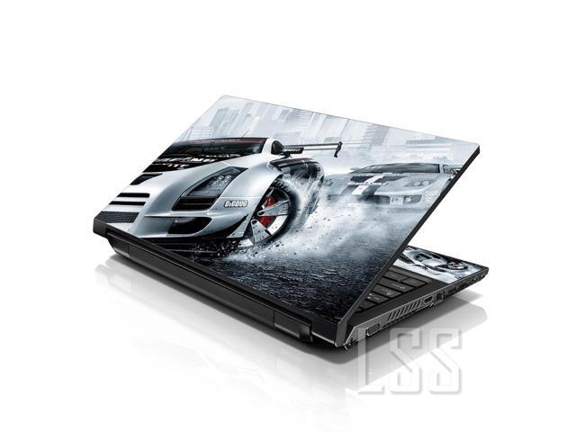 LSS 15 15.6 Inches Laptop Notebook Skin Sticker with 2 Wrist Pads - Reusable Cover Protector Vinyl Sticker Cover Decal Fits 13' - 16' - Racing Cars...