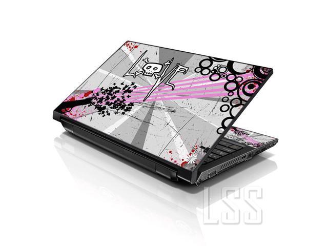 LSS 17 17.3 Inches Laptop Notebook Skin Sticker with 2 Wrist Pads - Reusable Cover Protector Vinyl Sticker Cover Decal Fits 17' - 19' - Love Skull...