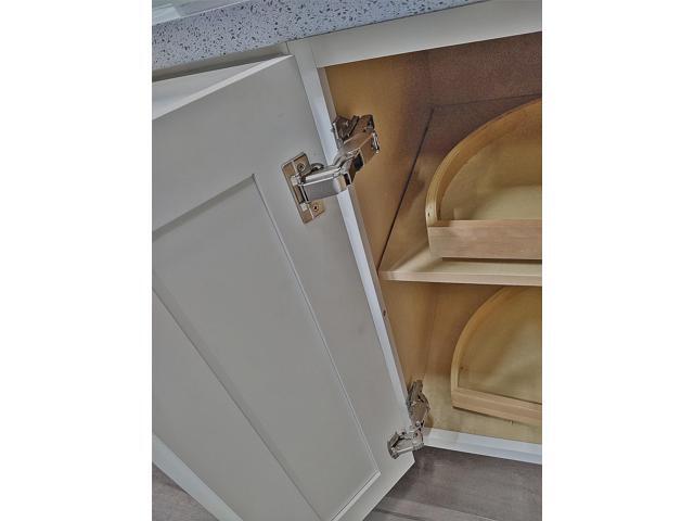 165 Degree Full Overlay Screw-On Lazy Susan Cabinet Hinge with Face Frame Plate for Door Connect Frame Kitchen Cabinet Corner Door Hinges Metal...