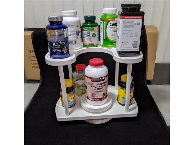 Two Tier Organizer Wood Lazy Susan for Countertop Spinner Turntable Tea Organizer for Cabinet Soda Rack Organizer Turn Tables for Organization...