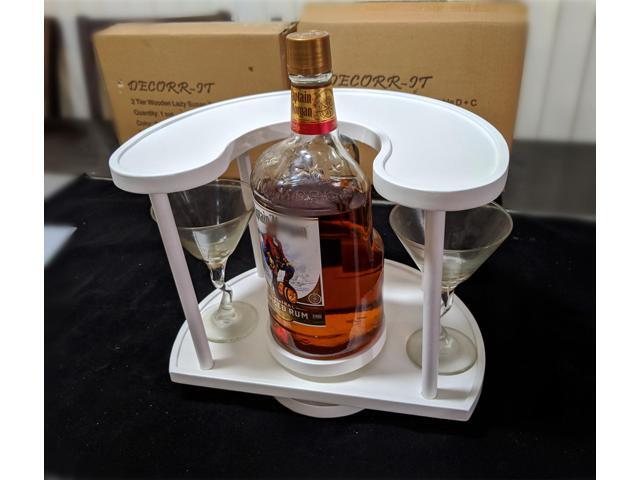 Two Tier Organizer Wood Lazy Susan for Countertop Spinner Turntable Tea Organizer for Cabinet Soda Rack Organizer Turn Tables for Organization...