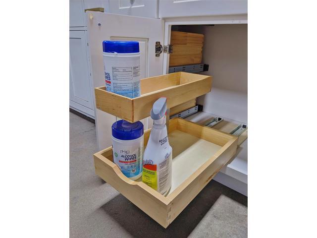 2 Tier Pull Out Organizer Shelf Sliding Drawer Storage for Kitchen Bathroom Storage Cabinet Under Sink Slide Out Shelf Organizing Storage Pull-Out...