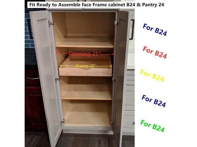 20'' Width Drawer Organizer Roll Wood Tray Kitchen OrganizerDrawer Box, Cabinet Slide Out Shelve Pull-Out Shelf, W/ Wood Spacer Pantry Organization...