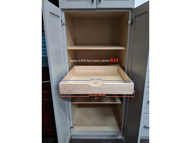 20'' Width Drawer Organizer Roll Wood Tray Kitchen OrganizerDrawer Box, Cabinet Slide Out Shelve Pull-Out Shelf, W/ Wood Spacer Pantry Organization...