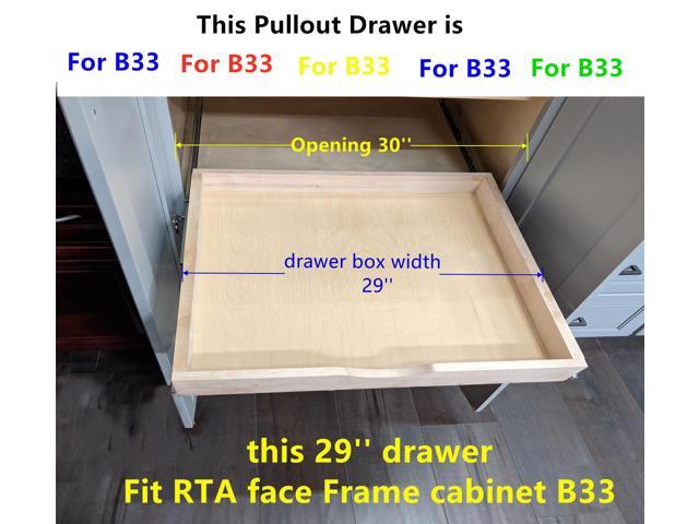 29'' Width Cabinet Roll Out Tray Wood Pull Out Tray Drawer Box Kitchen Cabinet Organizer, Cabinet Slide Out Shelves, Include Side Mount Drawer...