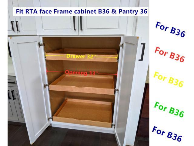 32'' Width Pull Out Drawer Wood Pull Out Tray Roll Out Drawer Box, Closet Organizer Cabinet Slide Out Shelve, W/ Ball Bearing Sliding Rails Wood...