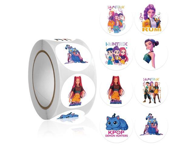 Demon Movie Hunters Stickers Roll - 500Pcs 8 Style Korean Hunters Movie Anime Music Idol Vinyl Stickers Decals - Easy Stick & Removeable for Fans...