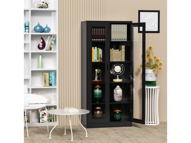 Curio Cabinet Glass Display Cabinet with Glass Door & 4 Adjustable Shelves