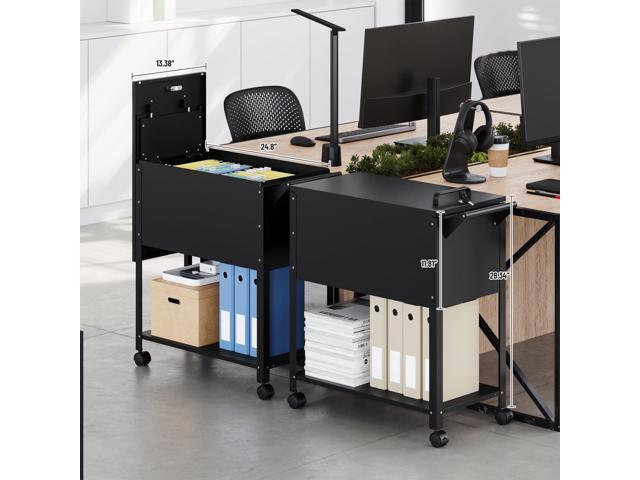 AFAIF Rolling File Cart with Lock, Mobile Filing Cabinet with Wheels - Hanging Letter/A4/F4/Legal Size Movable Pull-Out File Folder Rack for Home...