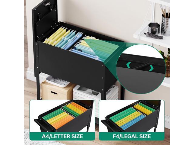 AFAIF Rolling File Cart with Lock, Mobile Filing Cabinet with Wheels - Hanging Letter/A4/F4/Legal Size Movable Pull-Out File Folder Rack for Home...