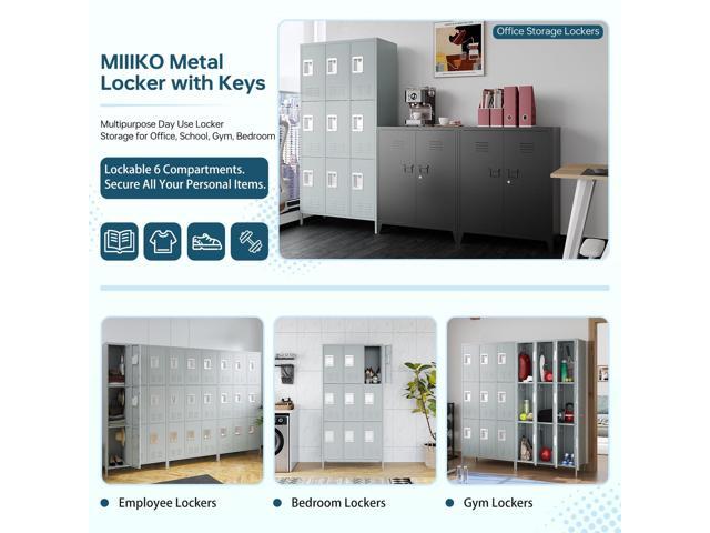 3 Tier Metal Lockers 3-Wide, 72' x 36' x 16' Storage Locker Units with 9 Compartments, Large Employee Locker with Shelves, Lockable Doors and...