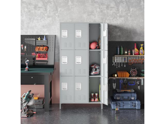3 Tier Metal Lockers 3-Wide, 72' x 36' x 16' Storage Locker Units with 9 Compartments, Large Employee Locker with Shelves, Lockable Doors and...
