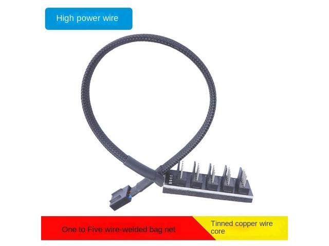 PWM Fan Hub, PC CPU Cooling 4 PIN Fan Power Cable Hub Splitter Adapter Desktop Computer Cooler Case Fans 1 To5 Way(1to5)