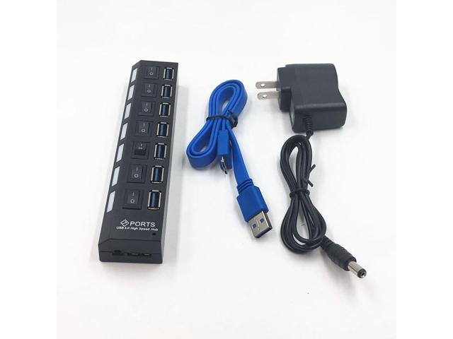 USB3.0 Docking Station 7 Ports Independent Switch Plastic High Speed USB Cable Hub for Phone Charger Driver-free