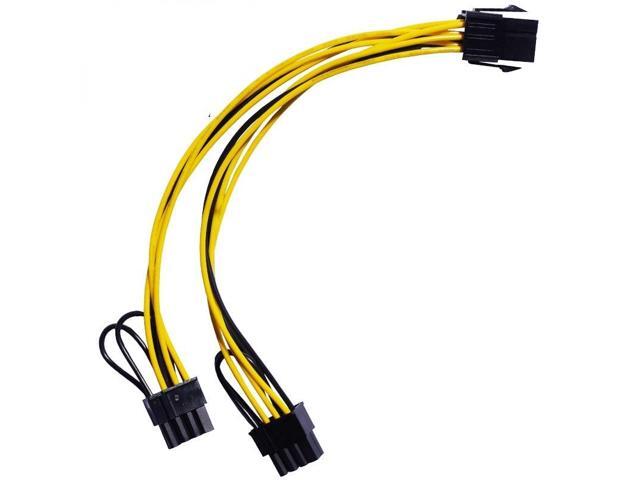 Power Cable Professional 6Pin To Dual 8Pin 32cm Graphics Card Power Data Cord Splitter for Computer PC (32cm)