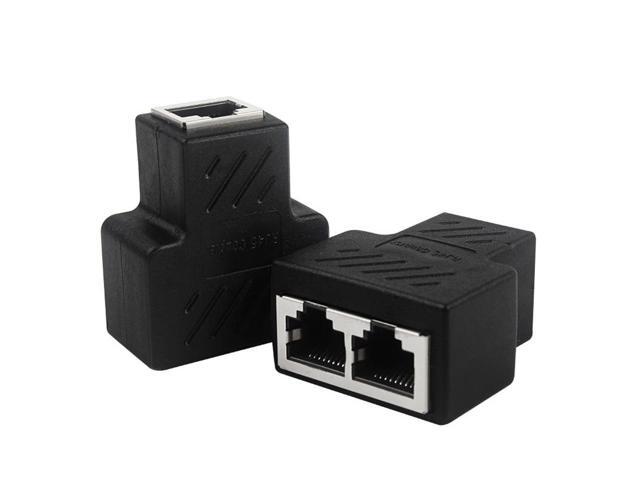 Black Ethernet Adapter Lan Cable Extender Splitter for Internet Connection Cat5 RJ45 Splitter Coupler Contact Modular Plug