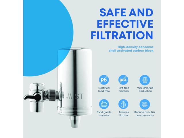 Mist Stainless Steel Activated Carbon Fiber Faucet Filtration System NSF Certified Connects to Standard Faucets 320-Gallon Capacity