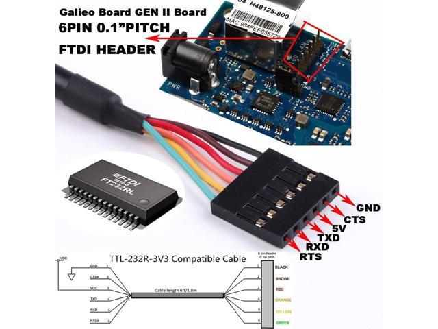 FTDI TTL-232R-3V3 USB to TTL UART Adapter Converter Serial Cable,3.3V,6 Way, USB to TTL UART Debug Cable