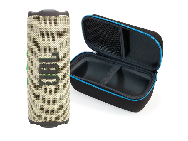 JBL FLIP 7 Bluetooth Speaker & divvi! Premium Hard Case Kit - Black Color Sand