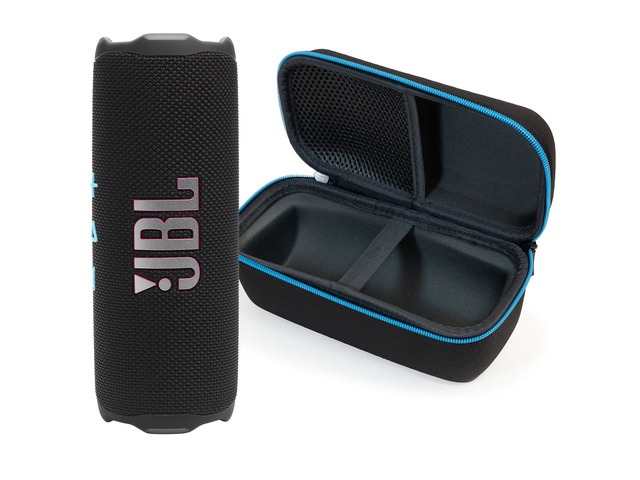 JBL FLIP 7 Bluetooth Speaker & divvi! Premium Hard Case Kit - Black Color Black Orange