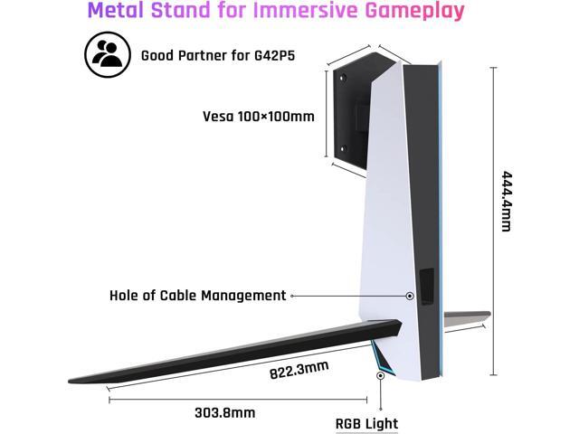 KTC Computer Monitor Stand for Desk, White Monitor Stand, with RGB Light, -5° ~ +20° Tilt Adjustable, 100×100mm Vesa Support G42P5 OLED Gaming...