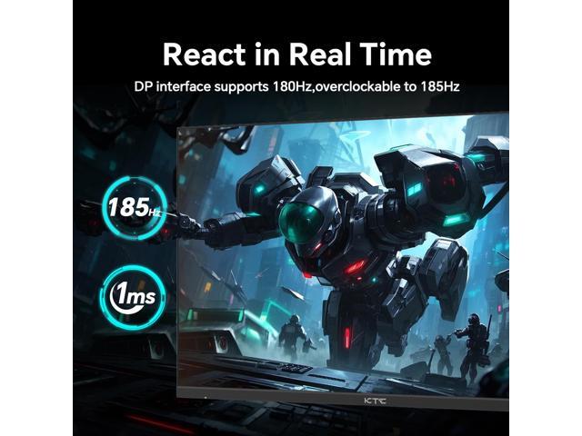 KTC 24 inch Gaming Monitor QHD 180Hz, Fast IPS 1440p Computer Monitor, Up to 185Hz, 1ms, G-Sync/FreeSync, HDR400, Height Adjustable, 2 x HDMI, 1 x...