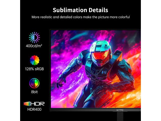 KTC 24.5 inch 400Hz 240Hz Gaming Monitor Fast IPS 1ms FHD 1080P Monitor HDR 400 128% sRGB HDMI x2, DP x2 Tilt Adjustability Silver-Gray...