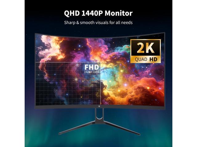 KTC H27S5C 27' Curved Gaming Monitor, 1440P QHD 144Hz 120Hz Monitor, 1500R HVA Panel, HDR400, Adaptive Sync, 400nits, HDMI 2.0 x2, DP 1.4, VESA...