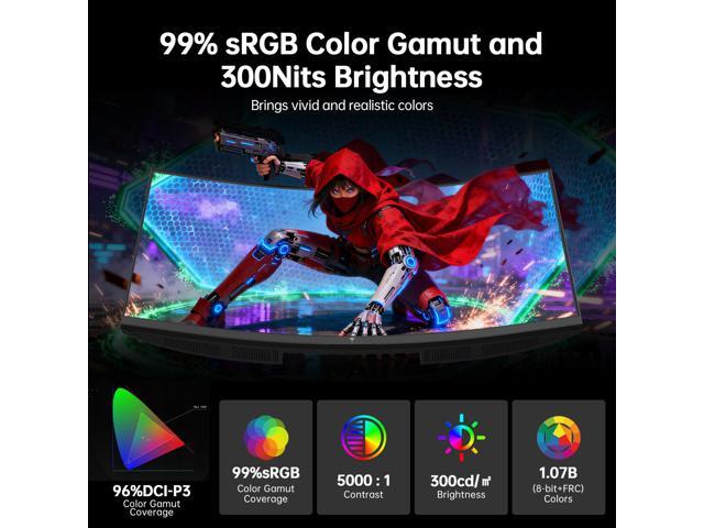 KTC 32 Inch Curved Gaming Monitor, 2K 180Hz Computer Monitor, Up to 185Hz, QHD 1500R PC Monitor 1ms with Adaptive Sync, DisplayPort/HDMI/USB, VESA...