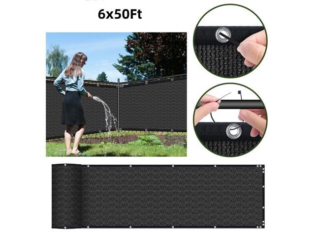 HOPDAY Fence Privacy Screen, 6'x50' Outdoor Balcony Shade Cloth with 90% Shade Rating, 170 GSM Polyethylene Fabric Black, 80PCS Zip Ties Included