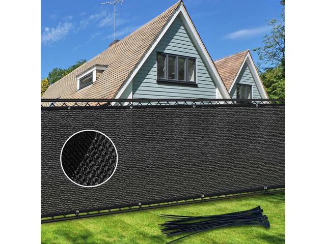 Egsiaanu Fence Privacy Screen, 4'x50' Outdoor Balcony Shade Cloth with 90% Shade Rating, 170 GSM Polyethylene Fabric Black, 80PCS Zip Ties Included