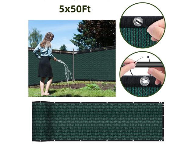 HOPDAY Fence Privacy Screen, 5'x50' Outdoor Balcony Shade Cloth with 90% Shade Rating, 170 GSM Polyethylene Fabric Green, 80PCS Zip Ties Included