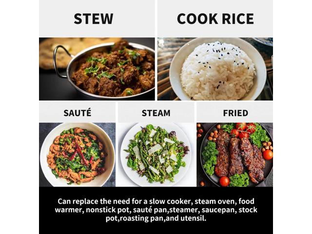 HOPDAY 5.5 Quart Slow Cooker With Timer, Aluminum Alloy Non Stick Liner, Programmable SLOW COOK HIGH/ SLOW COOK LOW/ WHITE RICE/ STEAM/ SAUTE/...