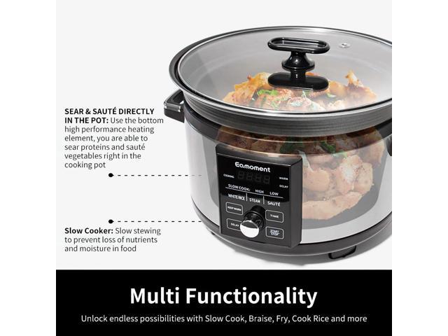 HOPDAY 5.5 Quart Slow Cooker With Timer, Aluminum Alloy Non Stick Liner, Programmable SLOW COOK HIGH/ SLOW COOK LOW/ WHITE RICE/ STEAM/ SAUTE/...