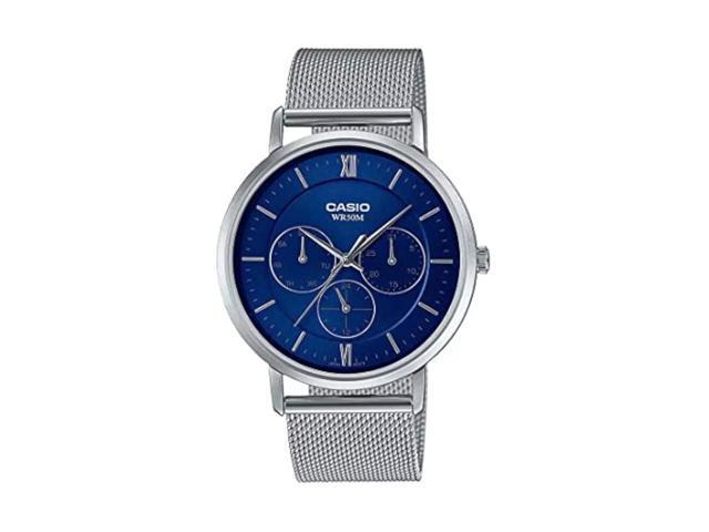 Casio MTP-B300M-2AVDF Men's Stainless Steel Mesh Band Analog Watch, Blue Dial