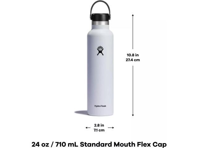 Hydro Flask Stainless Steel 24oz Standard Mouth White Water Bottle with Flex Cap