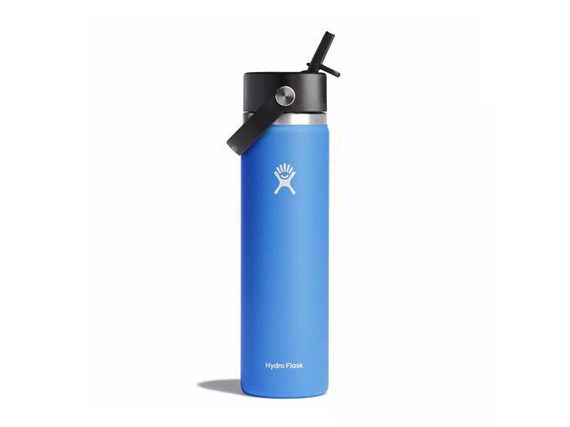 Hydro Flask Wide Mouth Water Bottle with Straw Cap, 24 oz - Cascade Blue