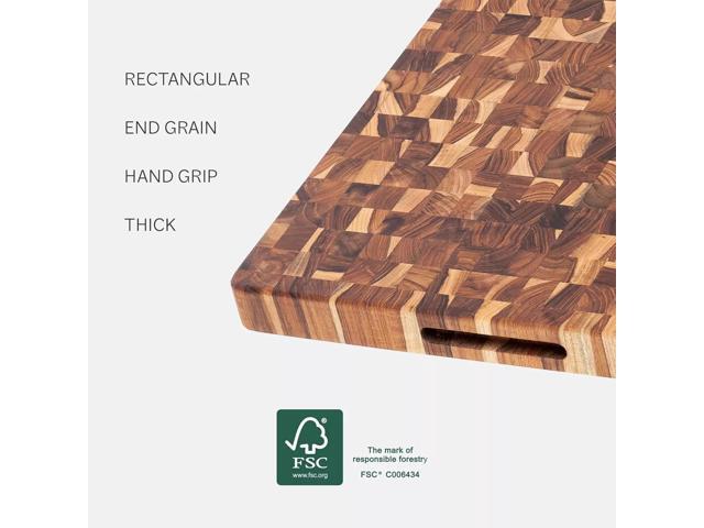 Teakhaus Butcher Block Wooden Cutting Board, Hand Grip, 20x15x1.5 in - Medium