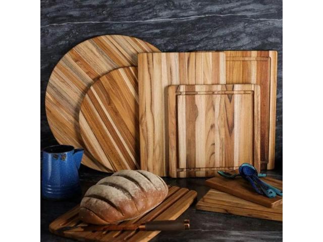 Teakhaus Square Teak Wood Cutting & Serving Board, Hand Grip - 12 x 12 x 0.5 in