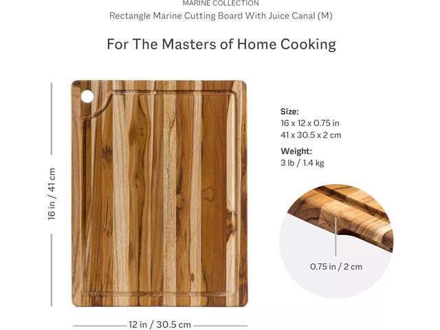 Teakhaus Marine Cutting Board with Juice Groove, Hand Grip - 16×12×0.75 inches