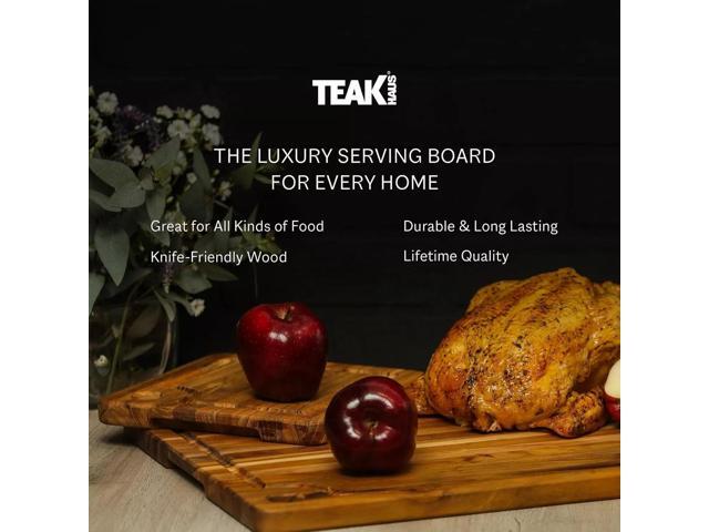 Teakhaus Marine Cutting Board with Juice Groove, Hand Grip - 16×12×0.75 inches