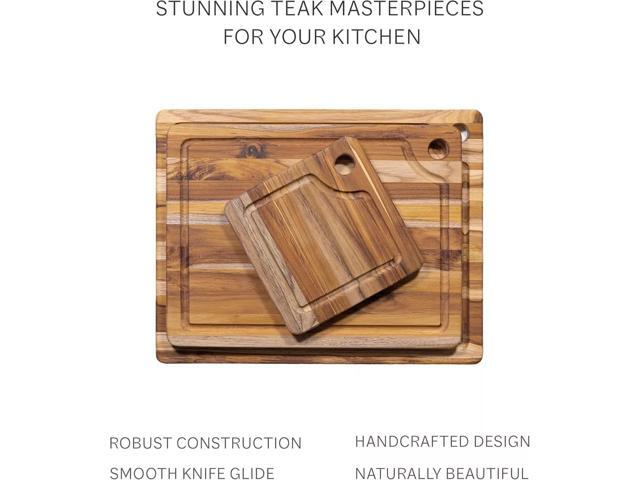 Teakhaus Marine Cutting Board with Juice Groove, Hand Grip - 16×12×0.75 inches