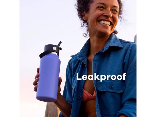 Hydro Flask Vacuum Insulated Wide Mouth Water Bottle w/Straw Lid, 24 oz - Indigo