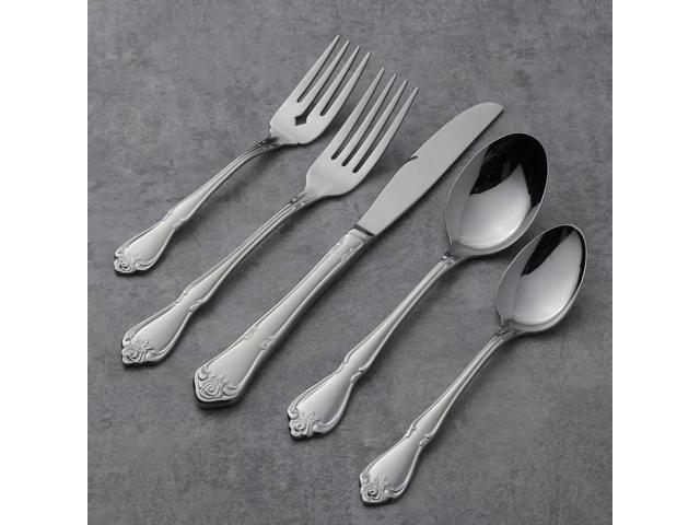 Oneida True Rose 45-Piece Everyday Flatware, Service for 8, 18/0 Stainless Steel